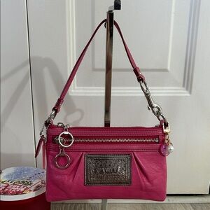 Coach Poppy Vintage Fuchsia Leather Mini Bag with Silver Accents